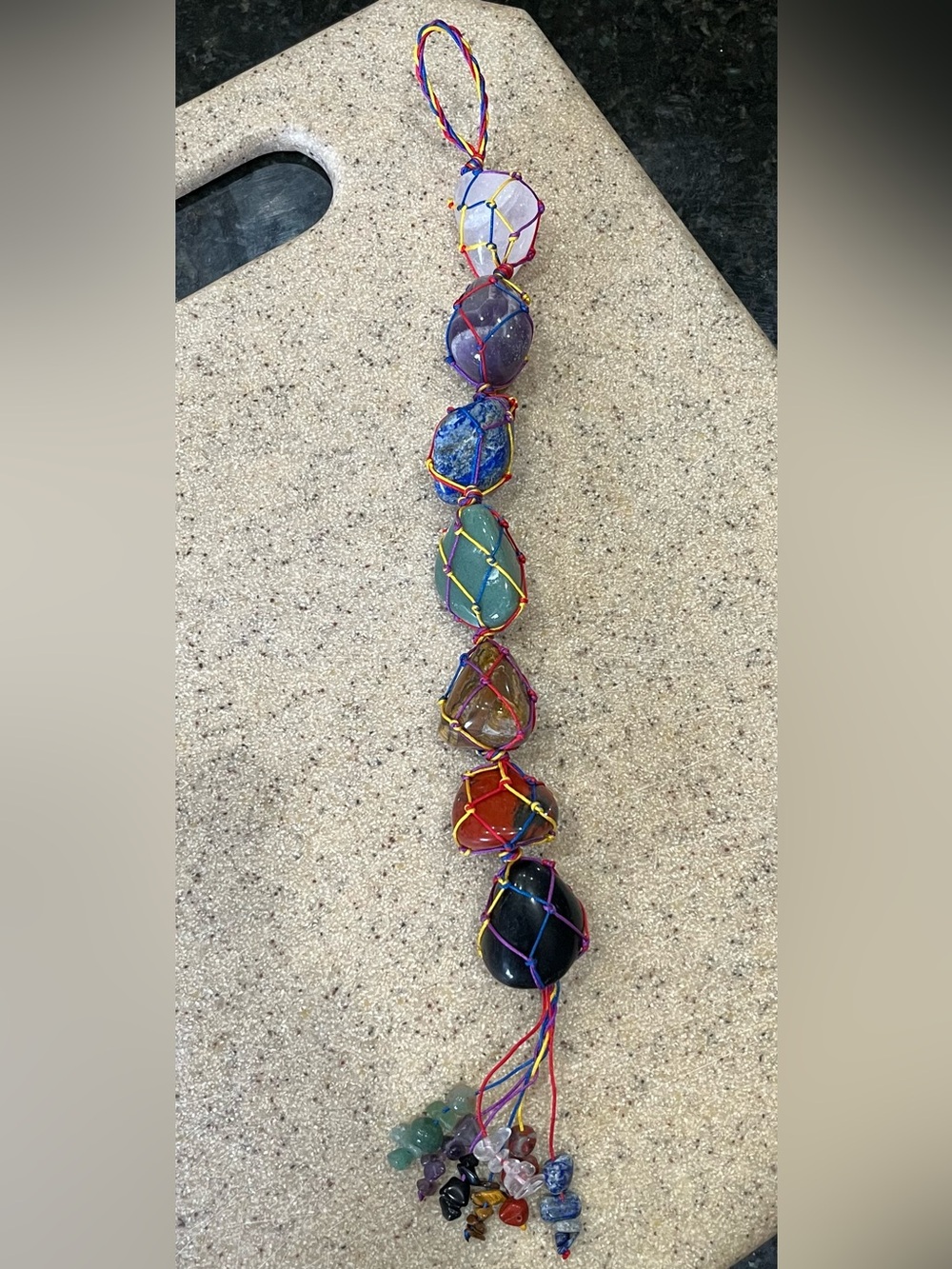 Handcrafted Multicolor Chakra Stone Pendant Necklace Crystal hanging car window